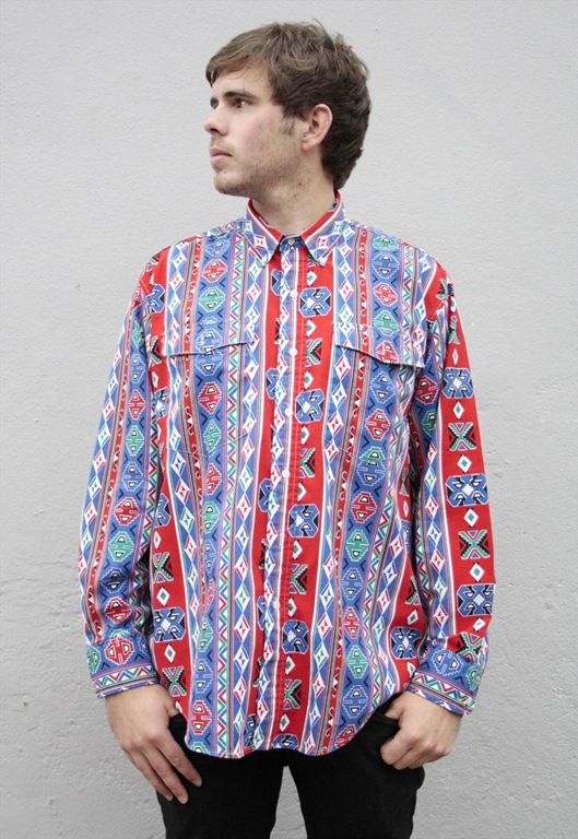 Vintage Aztec Print Western Shirt, £35, Sam Greenberg Vintage Vintage Aztec Print Western Shirt, £35, Sam Greenberg Vintage