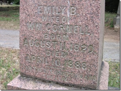 IMG_8354 Emily B. Cornell Tombstone at Lee Mission Cemetery in Salem, Oregon on August 12, 2007
