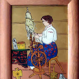 Kołowrotek - Jadwiga Piżl; akryl na szkle; wymiary: 28,5x37cm; drewniana rama