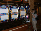 A giant slot machine at the Excalibur.