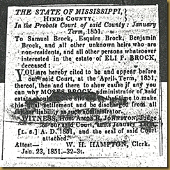 Newspaper Notice - Eli P. Brock, 1844