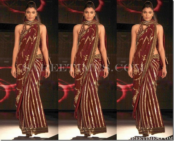 Reynu_Tandon_Maroon_Designer_Saree