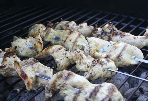 Grilling chicken on the grill