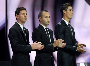 Messi, Iniesta y Ronaldo