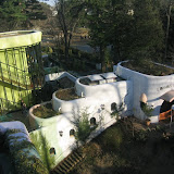 View from the roof of the Ghibli Museum. The museum's architecture matches the style of the buildings often seen in Miyazaki's films.