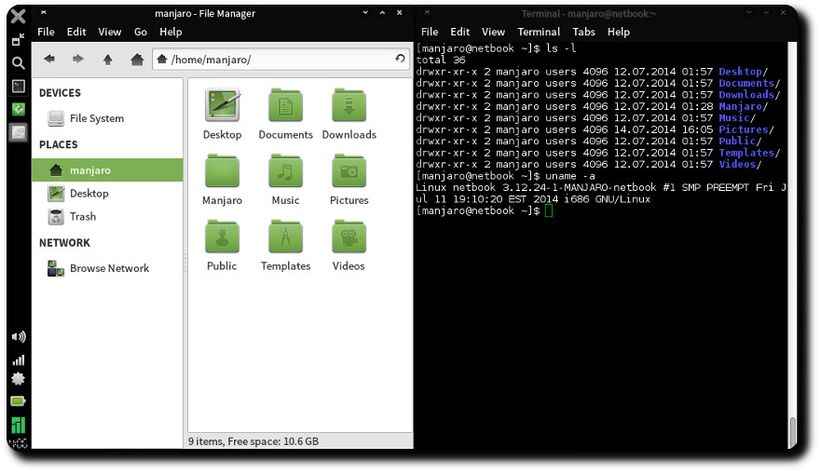 Manjaro 0.8.10 Netbook Edition - File Manager