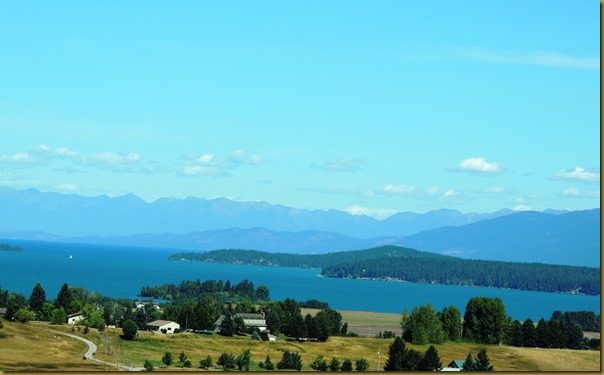View of the Mission Mountains from the west side of the lake near Polson