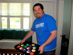 Spot is ready to present the cupcakes to the Rosie Radio team
