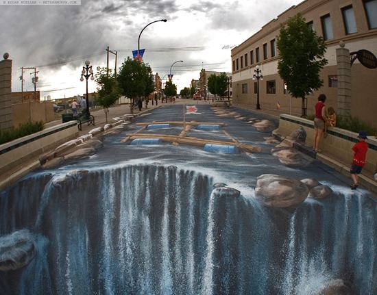 The Waterfall 3d pavement art