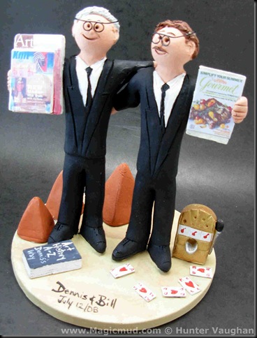 Custom Gay Wedding Cake Topper The groom on the left is brandishing some Custom Gay Wedding Cake Topper The groom on the left is brandishing some