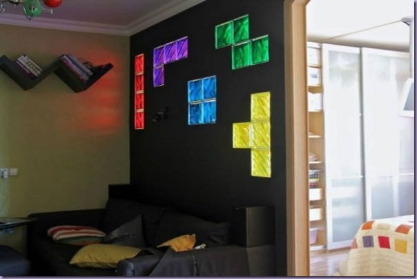 Decoração-Parede-Bloco-Vidro-Tetris-Colorido Decoração-Parede-Bloco-Vidro-Tetris-Colorido