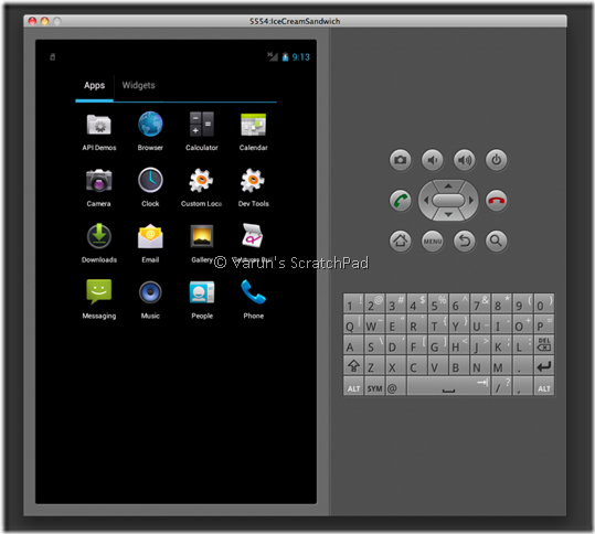 Android 4.0 SDK - Ice Cream Sandwich Apps screen