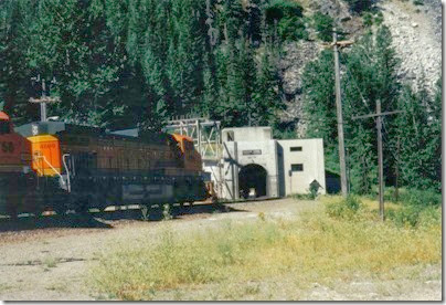 BNSF C44-9W #4699 entering the East Portal of the Cascade Tunnel at Berne, Washington in 2000