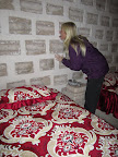 At our salt hotel - everything is made of salt, even the cement holding the salt bricks together.