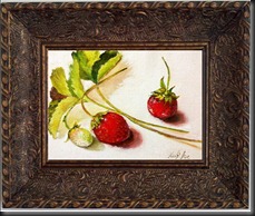 Strawberries with leaves framed