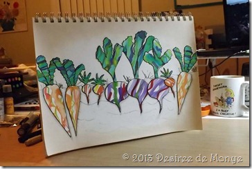 Watercolor puddle veggies