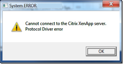 error cannot connect to citrix xenapp server