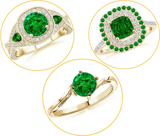 Yellow gold Emerald Rings