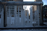 Yorkville Park, Toronto, Jan 2009: Water harp frozen for the winter