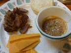 Cheddar, pork, biscuit, and mustard-jelly spread.