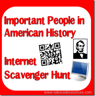 Complete a patriotic internet scavenger hunt to celebrate American holidays like the 4th of July, Memorial Day, Veteran's Day or Presidents' Day - Multiple versions available from Raki's Rad Resources.