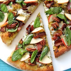 Pesto & Applewood Bacon Pizza w/ Arugula-Apple Salad