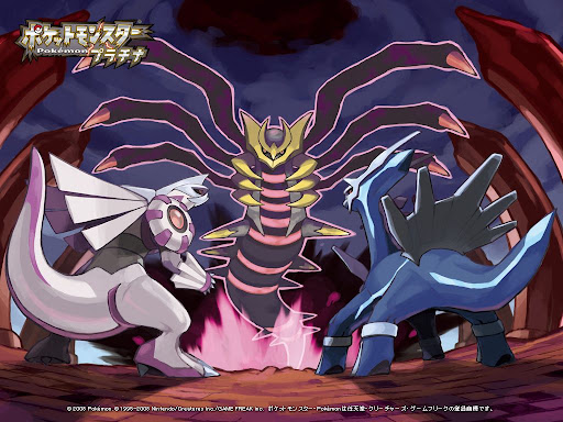 pokemon platinum wallpaper dialga palkia giratina fight