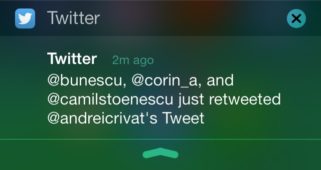 Twitter iOS recommendations via push notification