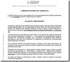 Comunicato ISVAP del 7 marzo 2012