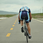 Belgium Jan Kuijckx going solo for 50 km behind the final Tour winner and number 2nd of the Tour of Qinghai Lake, to be caught back with only 7 km to go. (photo: Christian Baerends)
