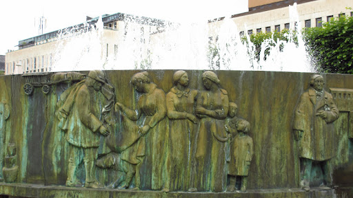 The statue in the center of a town called Boras has a beautiful fountain…
