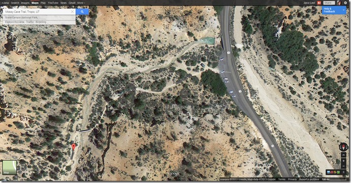 Googlemap for Mossy Cave Trail Googlemap for Mossy Cave Trail