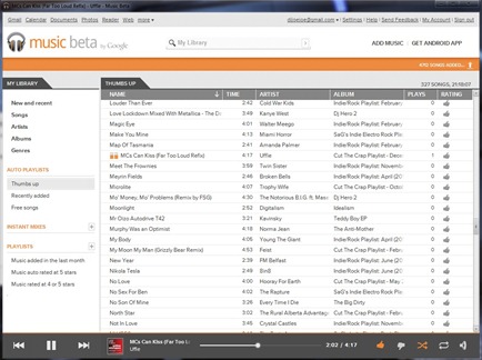 Music Beta webapp library view