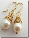 Sarah Hickey Freshwater Pearl and Gold Drop Earrings