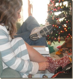 Mommy trying on her new slipper