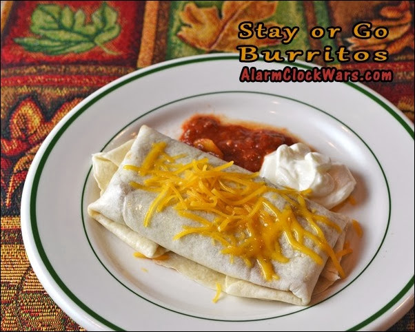 stay or go burrito with garnishes