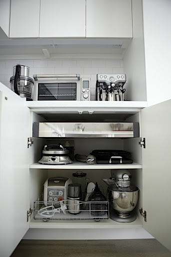 Appliance Central. All of my small appliances are grouped in one area for easy access. Appliance Central. All of my small appliances are grouped in one area for easy access.