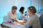 Delicate Pen owner, Jane Labanz, getting her nails done up for the party.