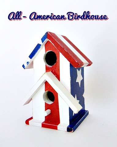 All-American Birdhouse Front View Distressed w text