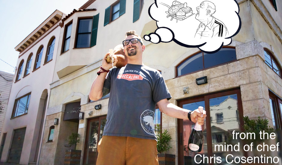 Chris Cosentino, the inspiration behind Gluttony Pants, by Betabrand. The first in the 7 sins series, these pants are made for the overeater in all of us.