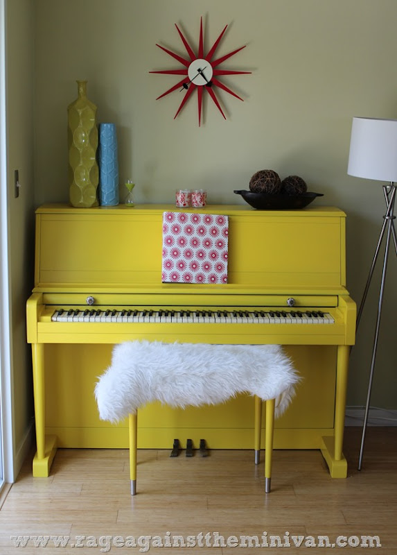 painted yellow piano