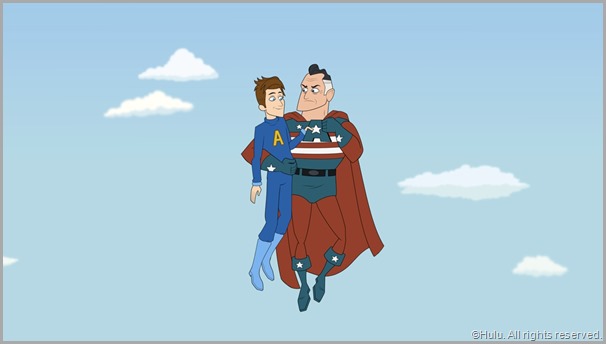 Prock (Seth Meyers) and dad Mr. Awesome (Steve Higgins) in THE AWESOMES. CLICK IMAGE to enlarge.