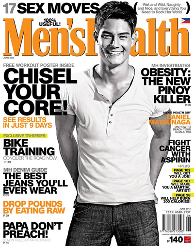 Daniel Matsunaga covers Men's Health Ph June 2013