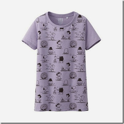 Uniqlo Women Peanuts Crew Neck Short Sleeve T-shirt Purple 02