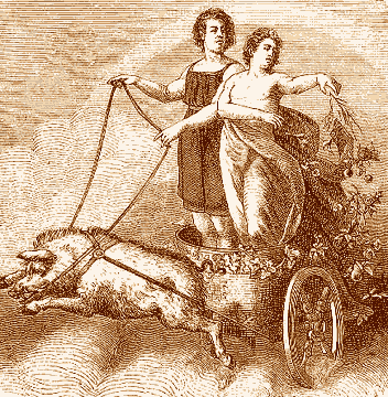 Freyr Scatters Fruitfulness As Skirnir Drives, Asatru Gods And Heroes