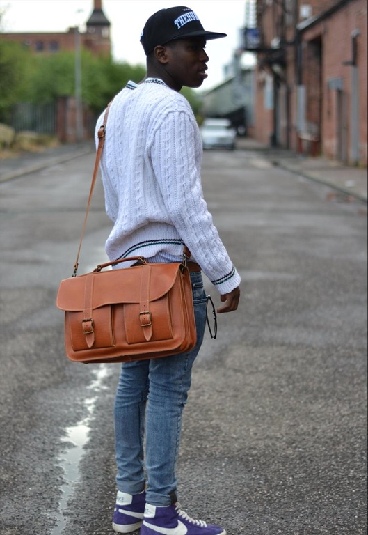 Tan Leather Satchel Briefcase Vintage Style, £150, Grafea