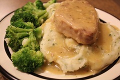 Ranch House Pork Chops with Garlic Parm Mashed Potatoes