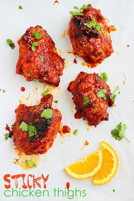 Sticky Orange Glazed Chicken Thighs – For a fun, flavorful weeknight meal try these tender, sticky orange glazed chicken thighs! | thecomfortofcooking.com