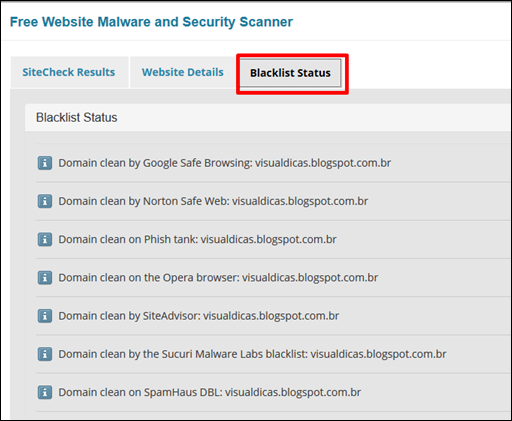 Teste gratuíto para saber se o seu blog ou site está contaminado com malware, vírus ou scripts maliciosos - Visual Dicas