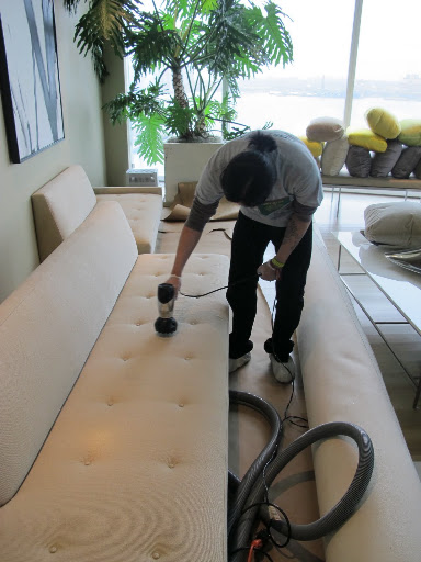 Working on the seat area.